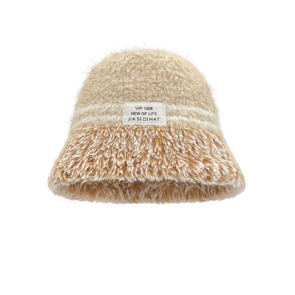 Winter dopamine color matching plush hat women's big head circumference cold protection ear protection knitted cold hat sleeve knitted hat