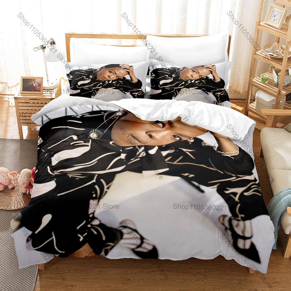 Lauryn Hill Vintage Afro Soul Reggae Themed 3PCS Bedding 1 Duvet Cover + 2 Pillowcases Envelope Pillow Covers All Season