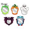 Halloween Wall Mirror Wooden Decorative Mirror, Pumpkin Ghost Bat Witch Cartoon Wood Decor Decor, Fun for Entryway Party, Festive Home Ornament Rustic
