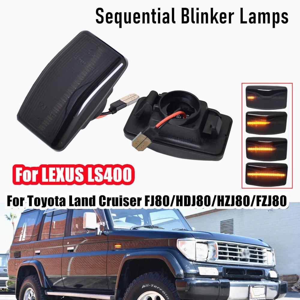For Toyota Corolla Land Cruiser FJ80 Prado MR2 Starlet Carina Lexus LS400 LED Dynamic Side Marker Turn Signal Lights Car Styling