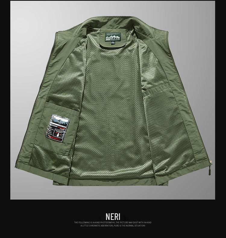 Herren Übergröße Mehrere Taschen Outdoor Weste mit Stehkragen - Ideal für Frühling, Herbst, Fotografie und Angeln