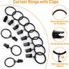 26 PCS Curtain Rings with Clips, Curtain Hooks for Drapes, Curtain Clips with Rings 1.26” Interior Diameter, Black Curtain Rings Fit Up To 1 Inch