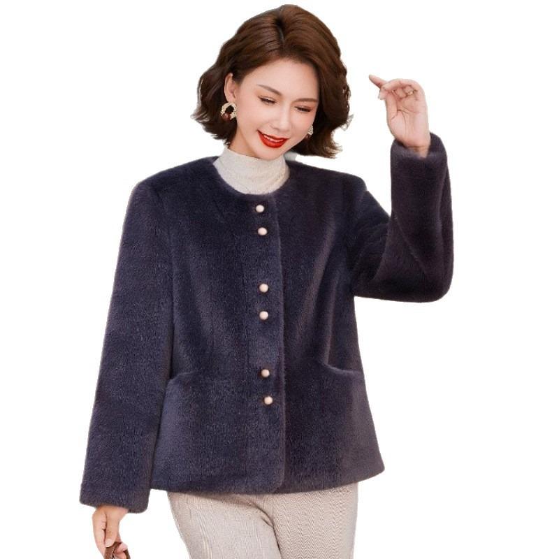 Women's New Dopamine New Short Mink Fur Integrated Jacket with Fleece and Thicker Temperament Women