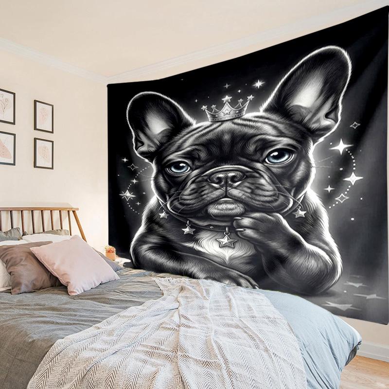 French Bulldog With Rose Tapestry Room Decoration Wall Hanging for Living Room Bedroom, Dormitory, Birthday and Christmas Gifts