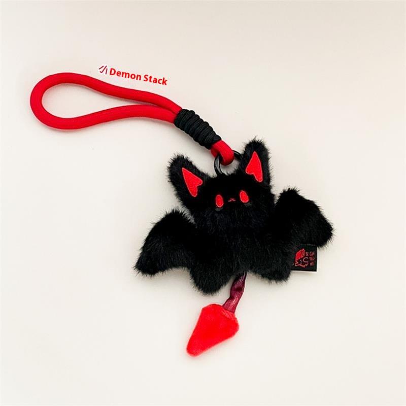 Cute Halloween Bat Little Devil Plush Doll Toy Keychain Lanyard Bag Pendant Backpack Hanging Ornament Keyring Girl Birthday Gift