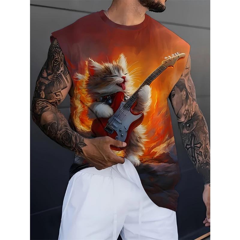 Men's Tank Top Sleeveless Shirt Patterned Duck O Neck Clothing 3D Print Everyday Sports Fitness Muscle Elements Gym Clothing Man