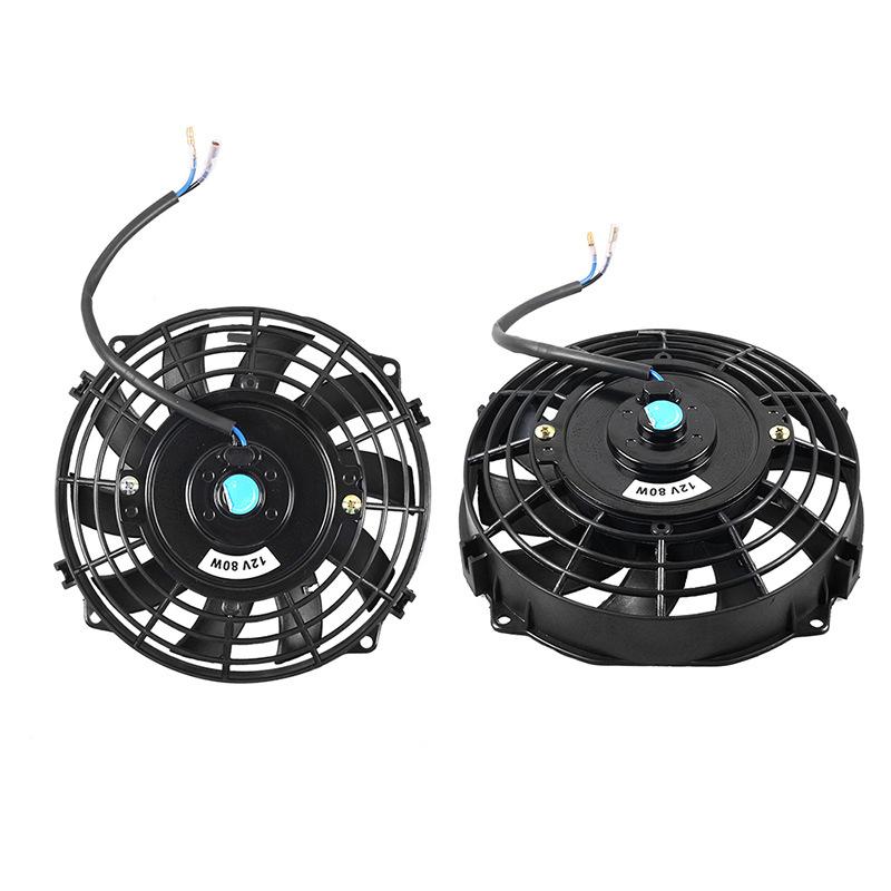 7/9/10/12 Inch Universal Slim Fan Push Pull Electric Radiator Fan Air-Sucking Type Cooling & Mounting Kit 12V 80W 2100RPM