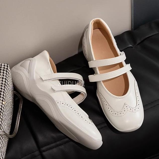 Silver Platform Inner Height-increasing Shoes 2025 New French Retro Mary Jane Casual Sports Ballet Single Shoes Women