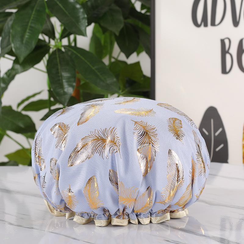 Women's Dual-Layer Waterproof Thickened Foldable Bath Cap - High-Elastic, Adult Size, Quick-Drying