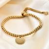 Adjustable Titanium Steel 15MM Round Beads Couple Bracelet