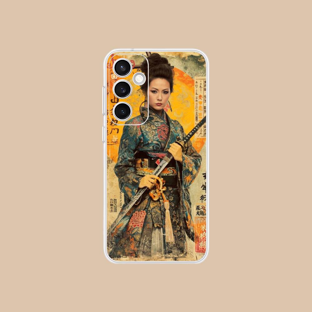 Retro Tattoo Girl Mobile Phone Case for Samsung Galaxy S25 S24 S23 S22 S21Plus FE Ultra Clear Colorful Cover Pretty Smartphone
