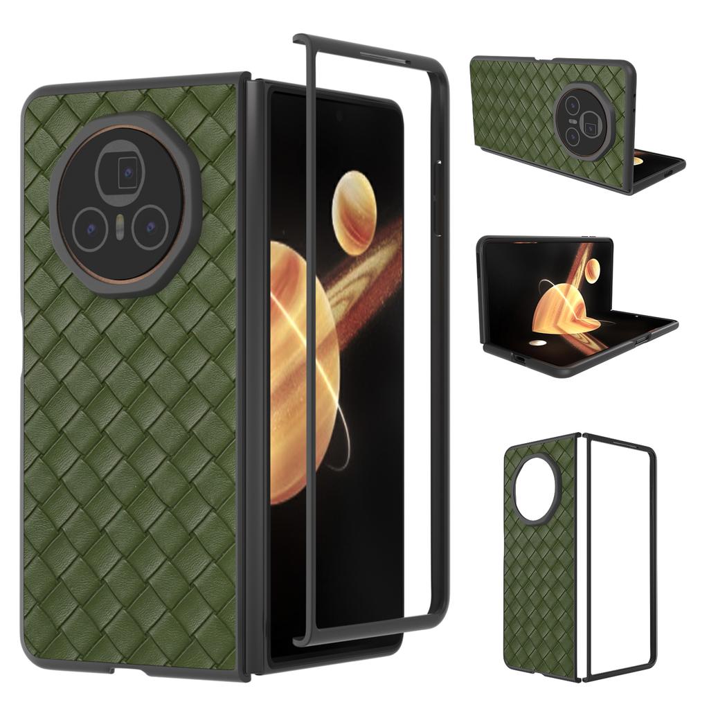For Honor Magic V3 5G Case Woven Texture PU Leather Coated PC Mobile Phone Cover