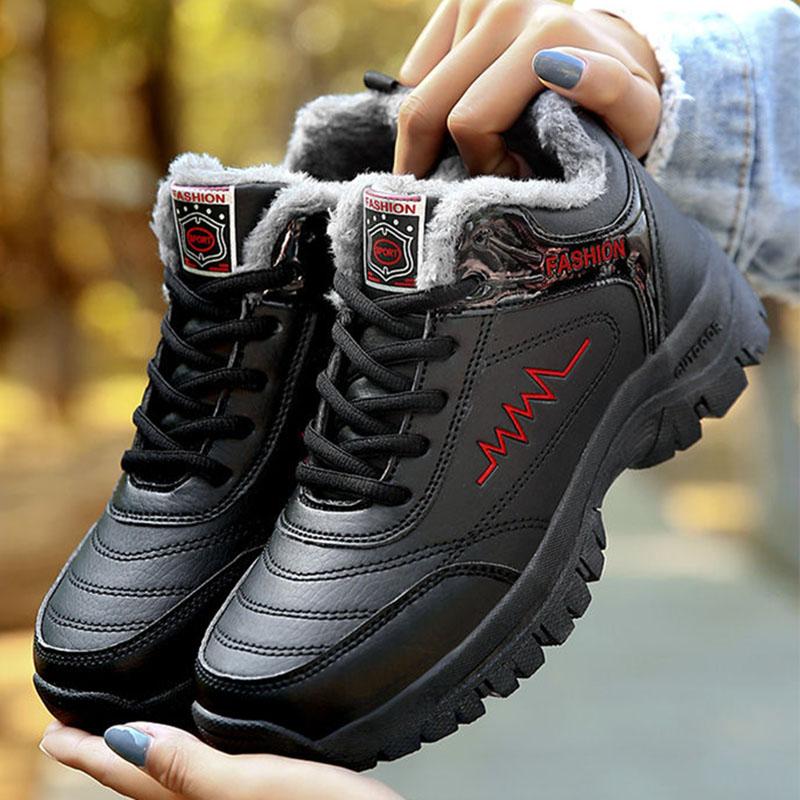 Zapatos de mujer de mediana edad Espesar zapatos de algodón Invierno  Protección contra el frío Mantener calientes Zapatos de madre Zapatos  casuales de cuero antideslizante Zapatos de viaje comprar a buen precio —