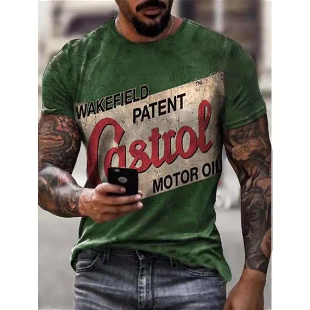 Men's T-Shirt 3D Graphics Texaco Car Oil Pullover Fashion Summer Casual Tops Sweatshirt Men's Harajuku T-Shirt Clothing