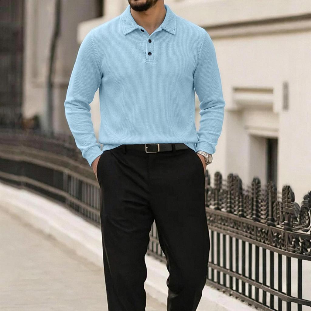 Men's Slim Fit Corduroy Pullover Sweater Knit Top for Casual Daily Wear