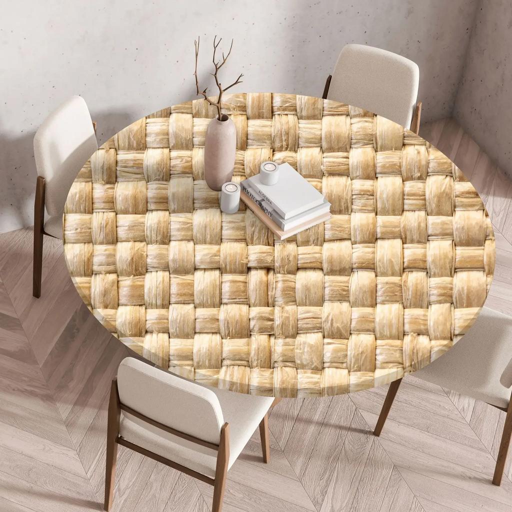 60/90/120Cm Round Table Cover Waterproof Oil-Proof Tablecloth Elastic Fitted Round Table Cover for Kitchen Dining Wedding Party