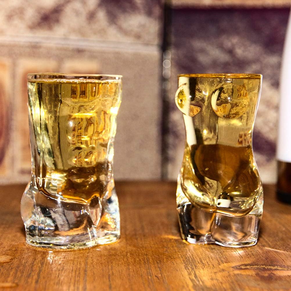 LIANGLIDE Beer Glass Sexy Lady Men, Beer Mugs For Freezer, Sexy Naked Miss & Muscle Man Clear Glass Cups, Creative Full Body Shot Glass Champagne