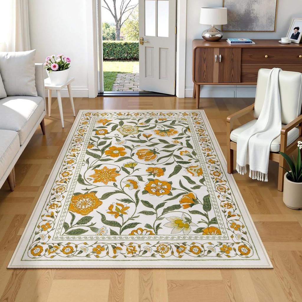 Floral Patterned Carpet  Living Room  Bedroom  Sofa  Floor  Non Slip Carpet  Elegant Floral Print Home Decoration Area Carpet