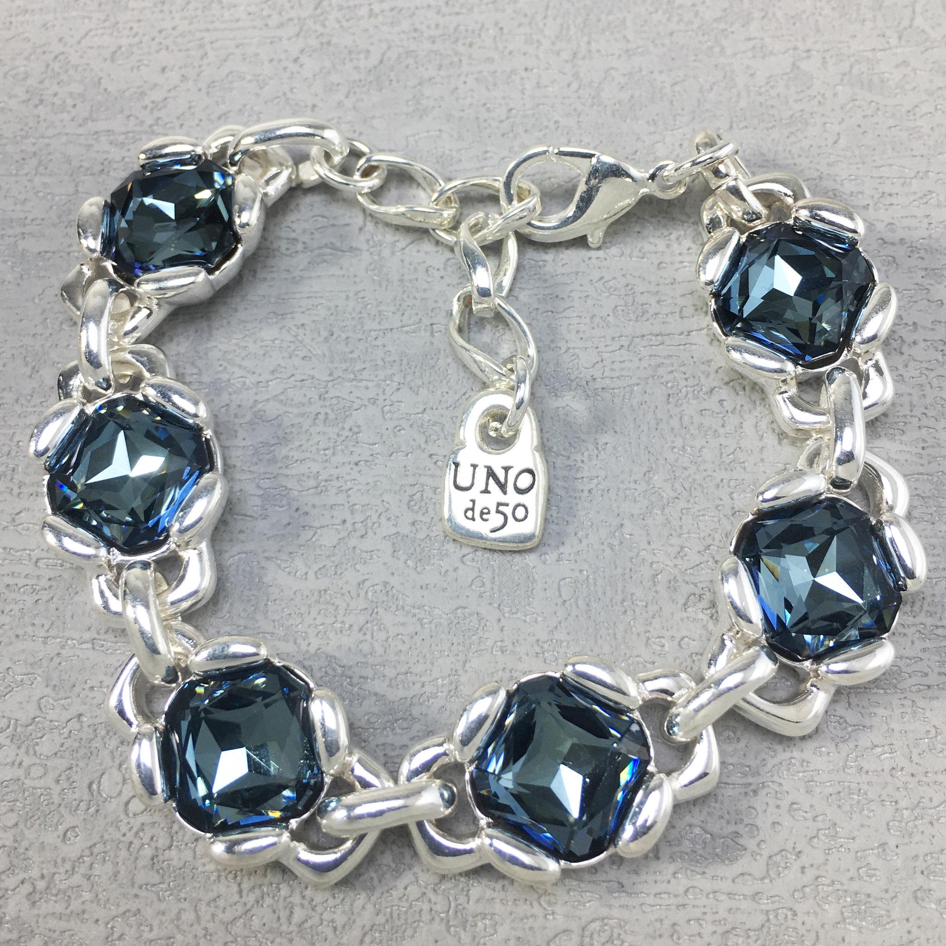 UNOde50 Exquisite Blue Gemstone Women s Bracelet - 2024 Collection, Romantic Jewelry Gift