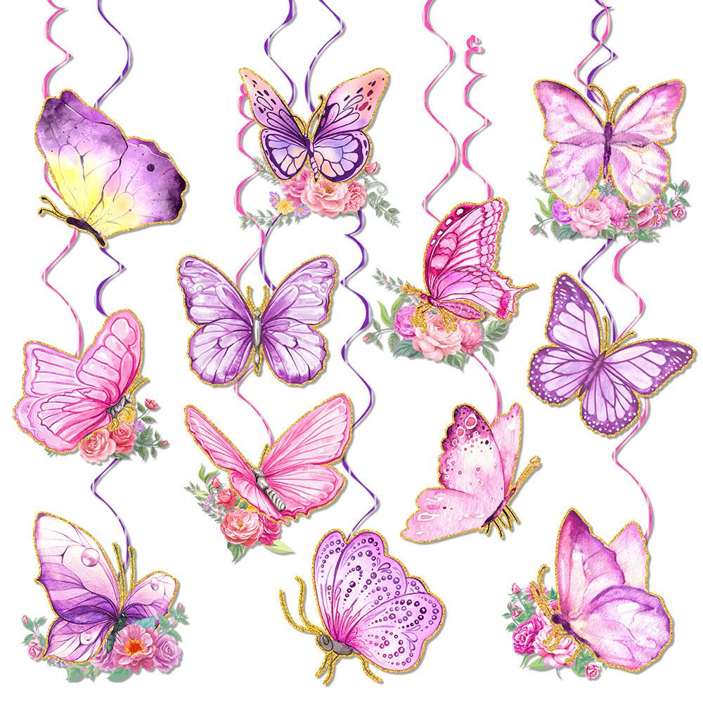 Paper Elegant Butterfly Spiral Pendant For Event Backdrop And Party Decorations