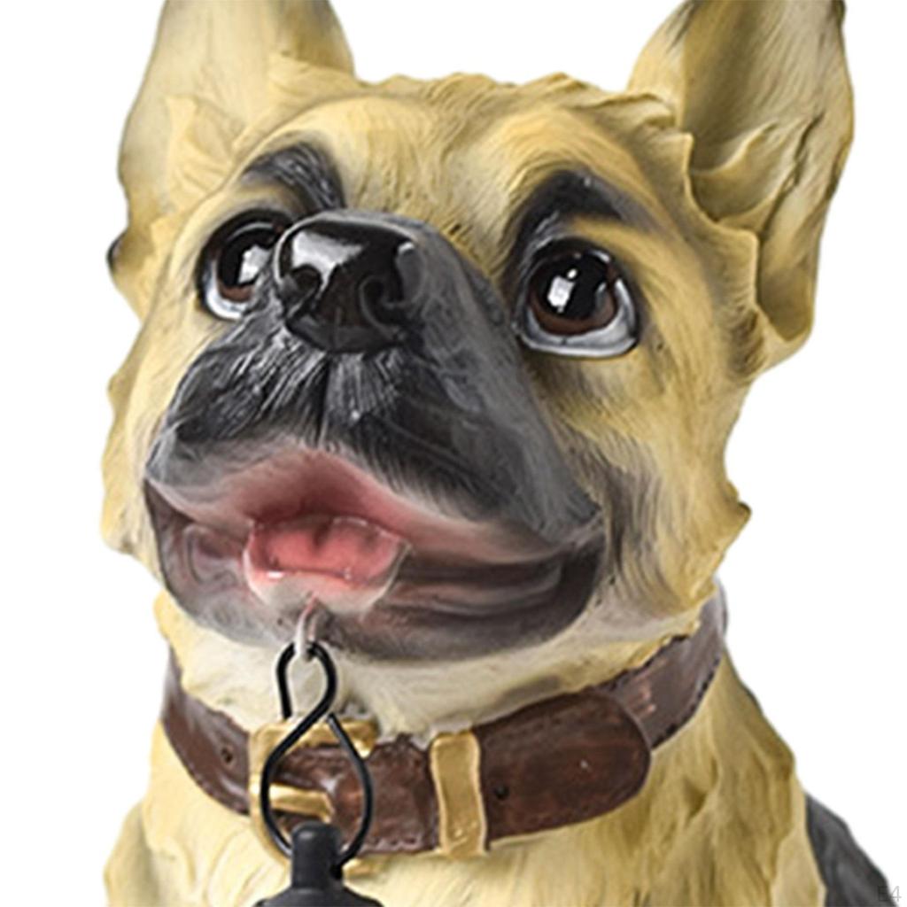Dog Sculpture with Solar Light for Outdoor Use, Resin Figurine Garden