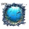 Easy Install Wall Art for Bedroom Underwater Shark Sticker, Realistic 3D Ocean View Decal, Waterproof Decals PVC Mural Living Room Bathroom