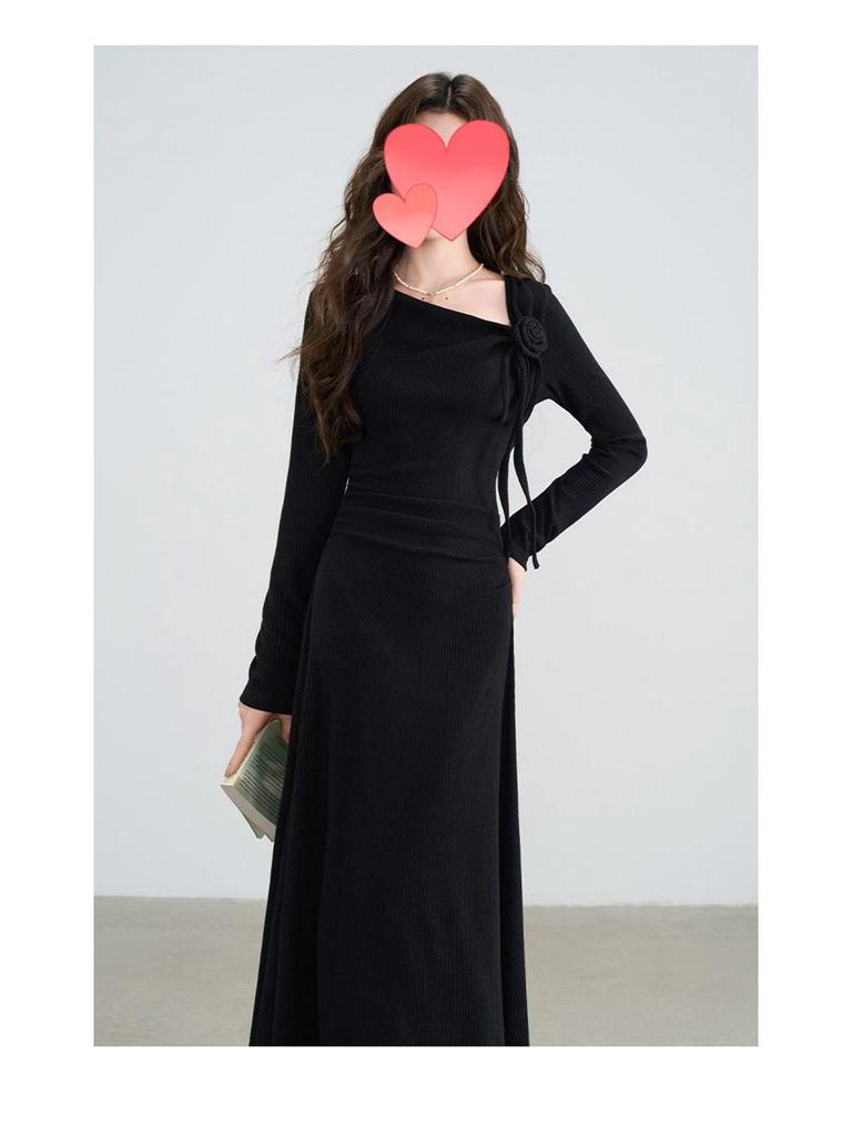 2025 French High-End Red Early Autumn Plus Size Slimming Women's Dress
