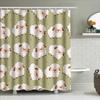Farm Fresh Sheep Print Shower Curtain Cute Animal Decor For Bathroom Green Background With White Sheeps Waterproof Fabric Materi