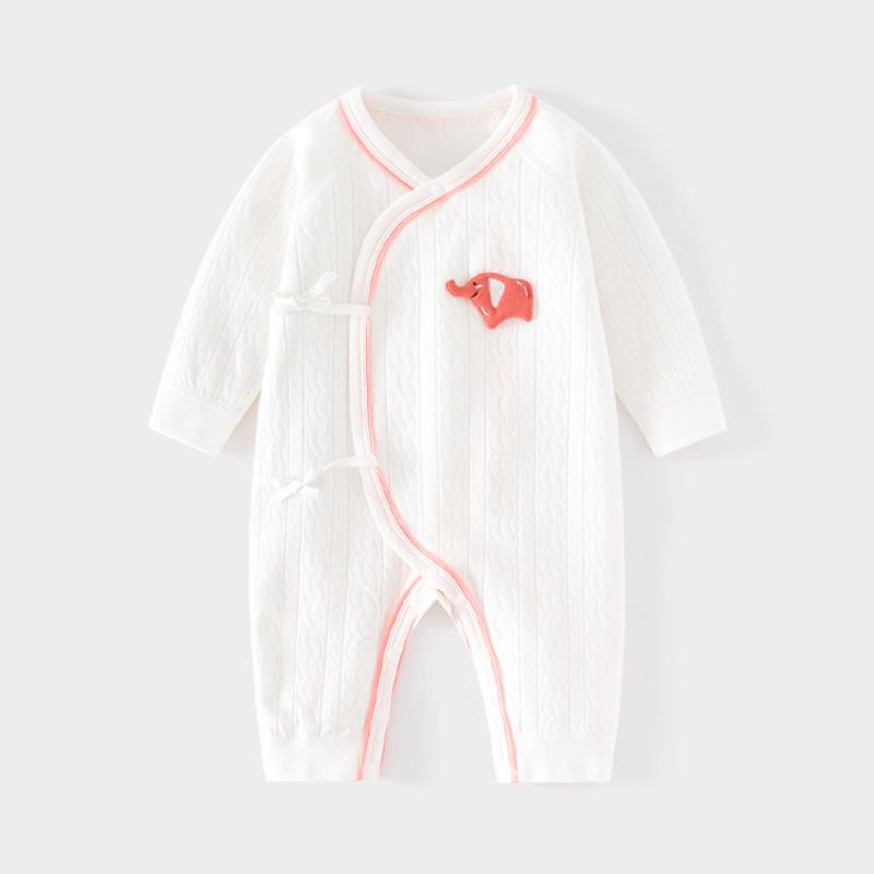 

Newborn Cotton Bodysuit: Tagless Romper with Belly Protection for Boys & Girls, All-Season, Asymmetrical Lapel, Tie-up. 52cm (2-3.5kg, 46-52cm)