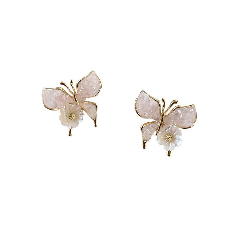2024 Trendy Gradient Blue Crystal Butterfly Earrings - High-End, Versatile Spring/Summer Accessory for Women