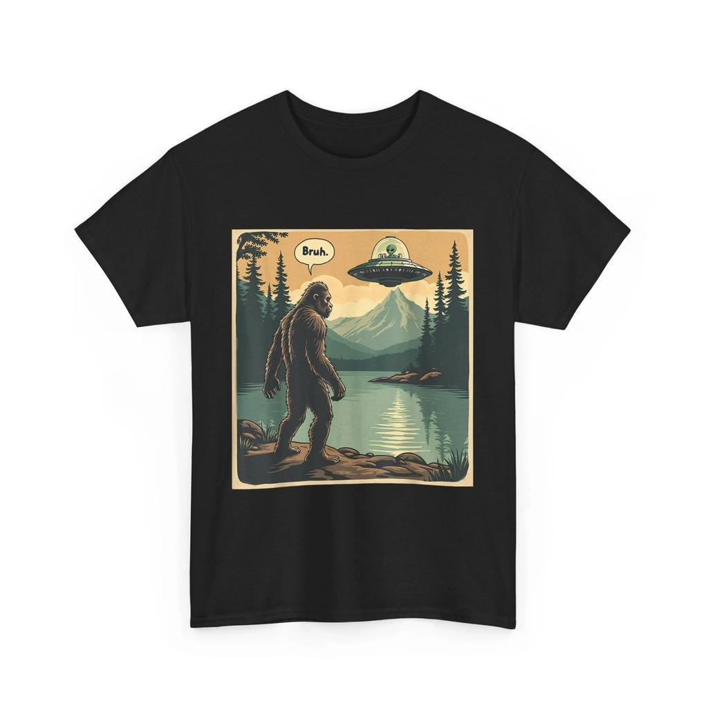 Bigfoot Alien Bruh T shirt, Sasquatch Spaceship UFO Introvert Funny T shirt