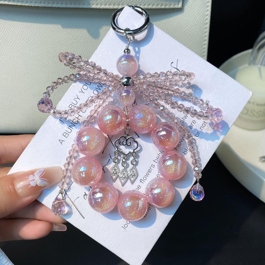 Crystal Bowknot Phone Pendant Alloy Cloud Charm Pendant Colorful Bead Phone Chain Beaded Bag Pendant for Women Wholesale