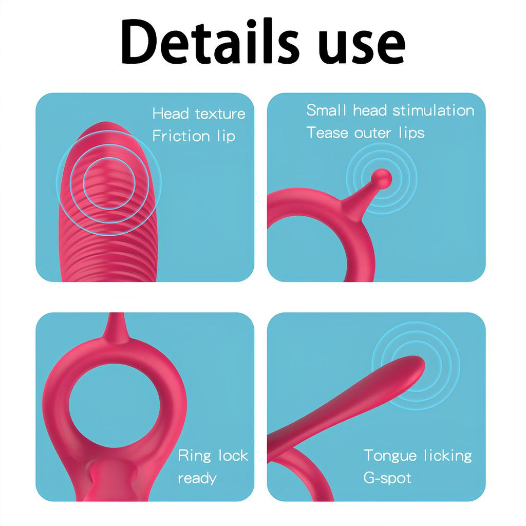 10 Frequency Long Tongue Cock Ring Vibrator for Men Prostate Penis Massager Vagina Stimulator Erotic Sex Toys for Couples