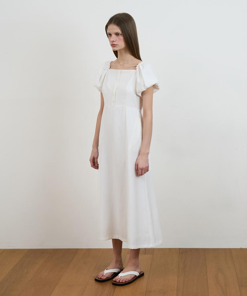 Dehebe Square Neck Puff Dress [Ivory]