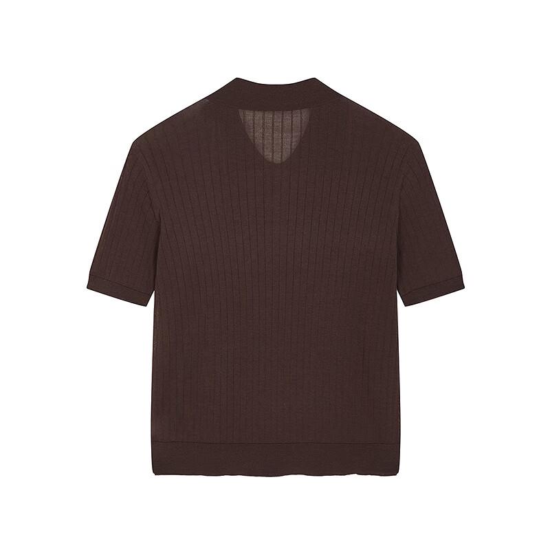 LESS 2025 Summer Straight-Fit Short Sleeve Knit Polo Shirt