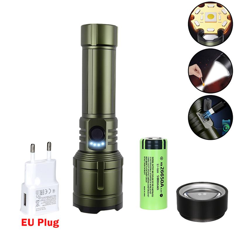 3000LM Led Flashlight Outdoor Zoom Rechargeable Waterproof Flashlights Strong Light Focused Light Source Can Light a Flame