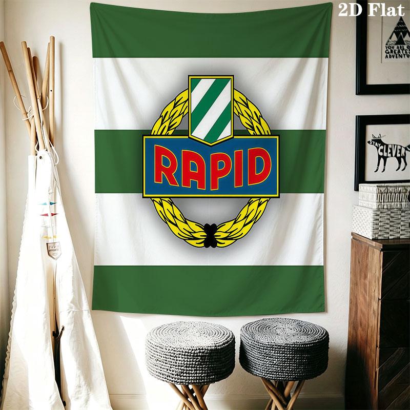 Rapid Vienna logo Wall Hanging Printed Fabric Blanket Decorative Tapestries for Bedroom Living Room Home Decor