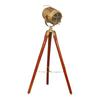 Metal Brass Floor Lamp Wooden Tripod Stand with Adjustable Height and Rotatable Arm Perfect Incandescent Lighting for Living Rooms
