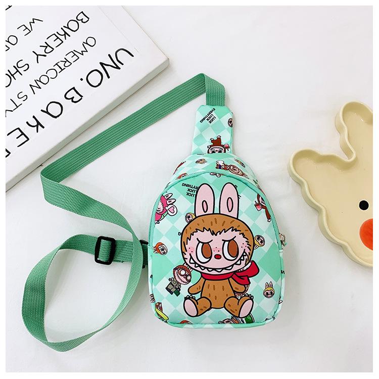 

School bag new cartoon children s breast bag Labu cloth loves foreign style cool mini shoulder backpack baby change oblique зелений