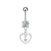 Fashion Heart Stainless Steel Belly Button Ring Shiny Zircon Dangle Navel Ring For Women Sexy Body Piercing Beach Jewelry