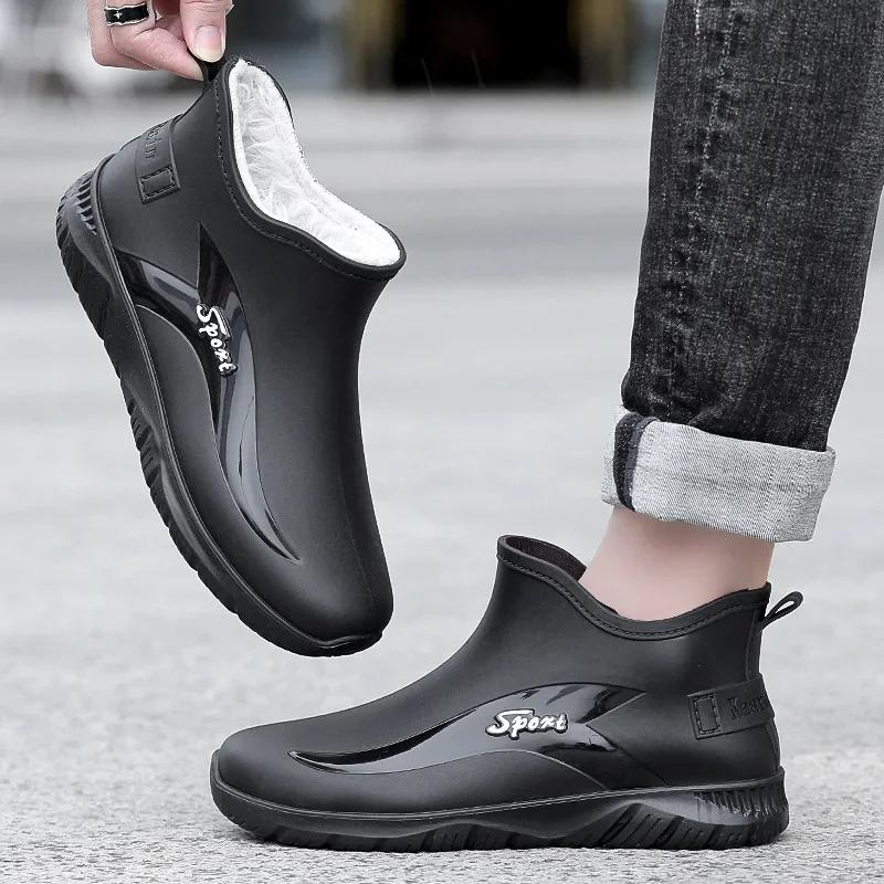 Men's Sports Anti Slip Rain Boots PVC Material, Solid Color, Outdoor Work Fishing Waterproof Boots for Men's Water Boots 2024