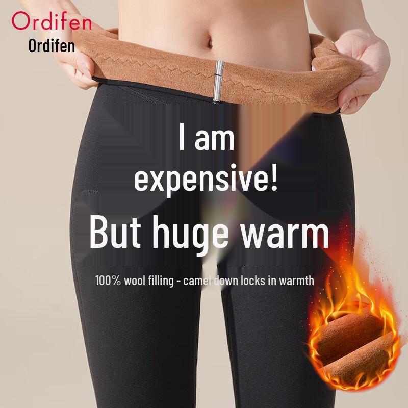Oudifen 100% Pure Wool Plush Warm Leggings for Women