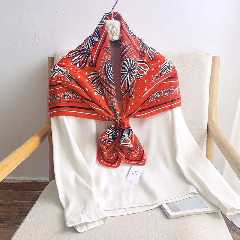 90CM Four Seasons Square Large Square Scarf Luxury Decorative Shirt Professional Headscarf Hairband Sunscreen Headscarf