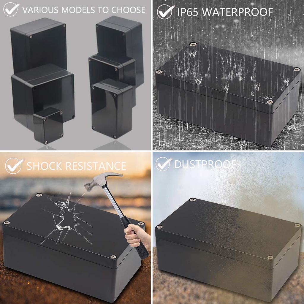 Junction Box, Zulkit Project Box IP65 Waterproof Outdoor Box ABS Plastic Electrical Boxes Electronic Enclosure Black 4.5 X 3.5 X 2.2 Inch(115 X 90 X