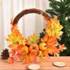 Harbor Love Halloween Pumpkin Flower Wreath with Maple Leaf and Vine - Autumn Door and Window Decoration