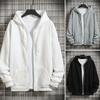 Men Coat Solid Color Hooded Hat Cardigan Soft Drawstring Thick Plus Size Casual Zip Up Winter Jacket Men Clothes