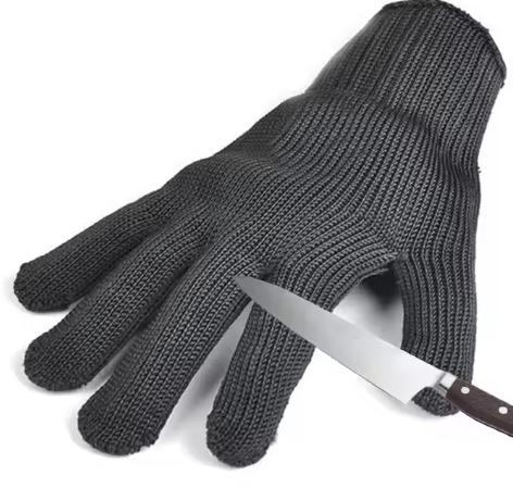 1 Silk Black Stainless Steel Mesh Cut Gloves Customizable Anti-Tactical Anti-Cut Gloves Direct From Factory (Gray,one size) серый
