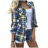 Women's Fashion Casual Long Sleeve Plaid With Pocket Button Cardigan Jacket
