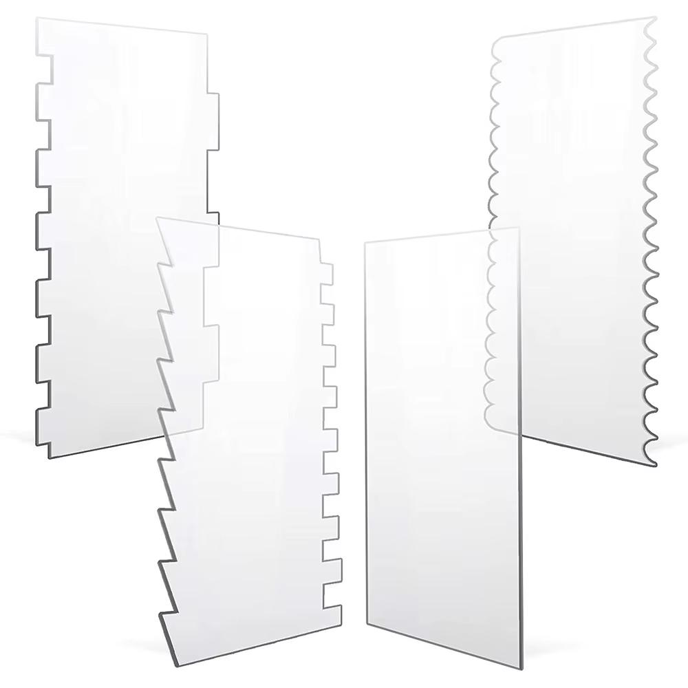 7 Pcs/Set Cake Scraper Fondant Spatulas Cream Cake Edge Smoother Plastic Rasper Cake Dough Pastry Spatulas Baking Tool Cutter