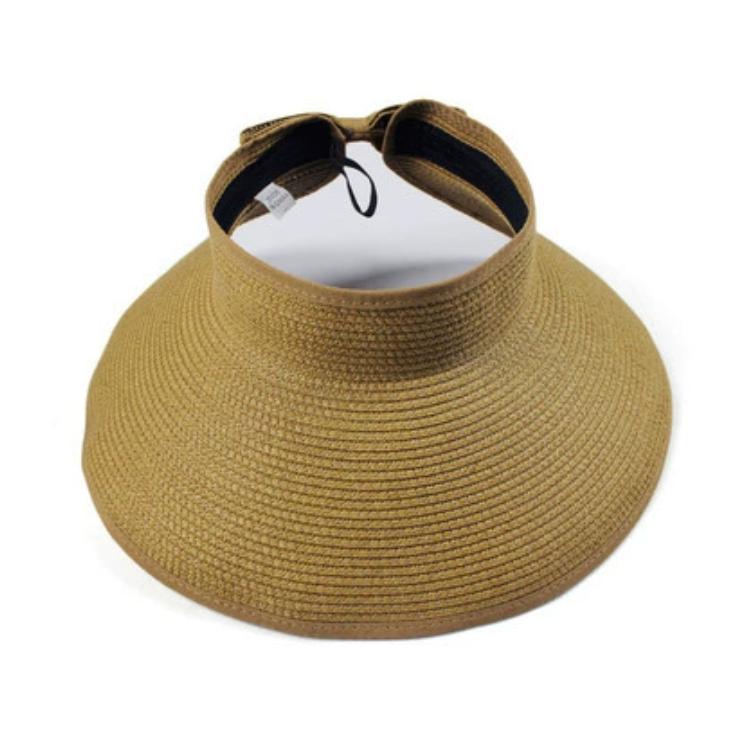 2025 Women Sun Visors June Wide Brim Foldable Packable Roll Up Ponytail Beach Hat Straw Visor Sun Hats